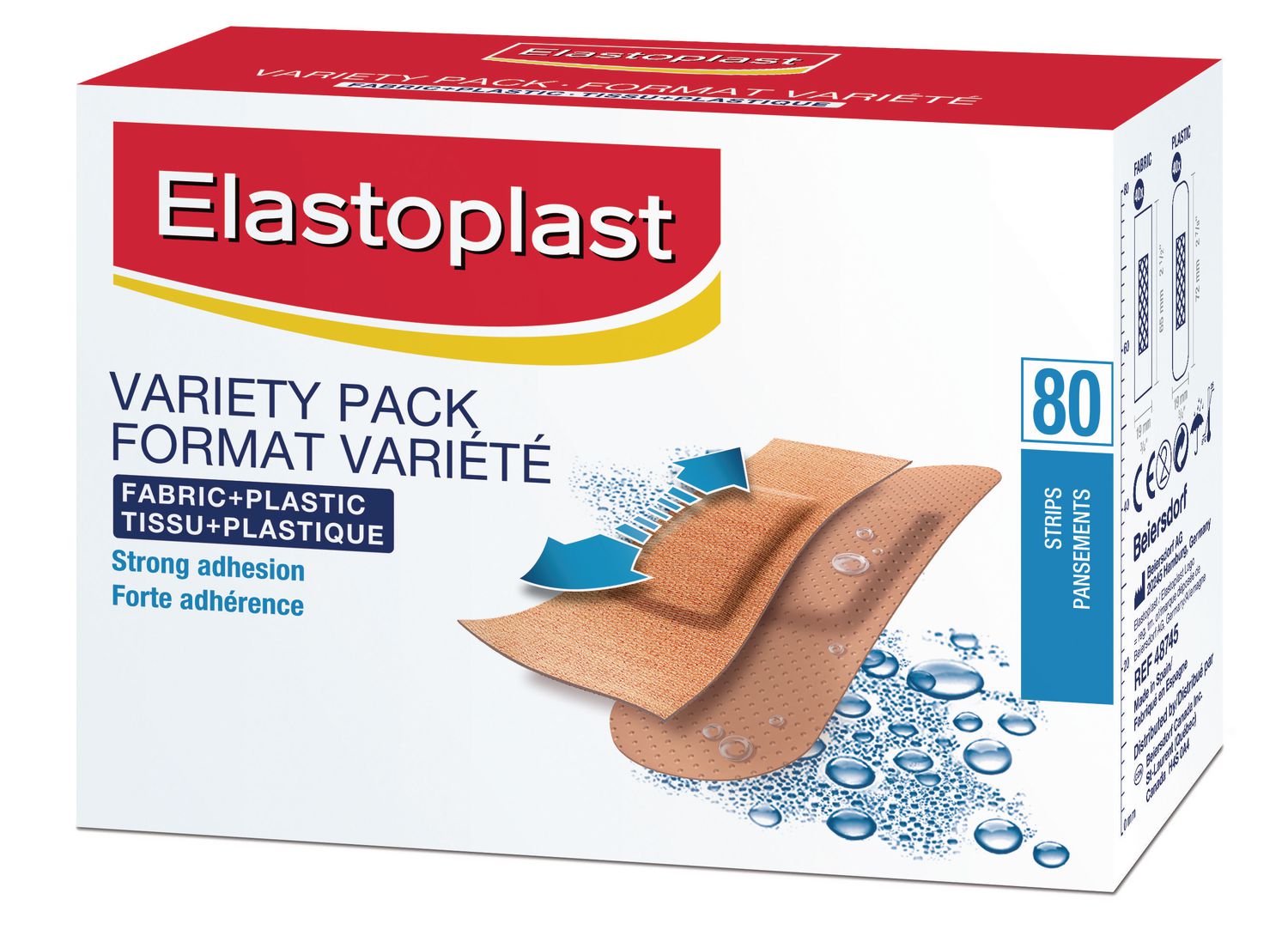 Elastoplast Fabric + Plastic Bandages Variety Pack - 80 strips