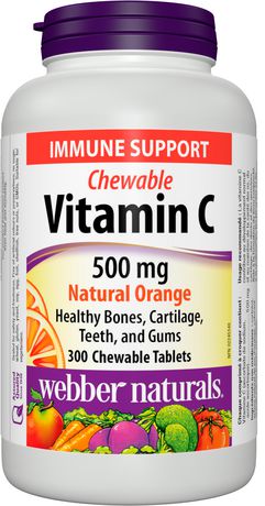 Webber Naturals Chewable Vitamin C 500 mg, Natural Orange - 300 chewable tablets
