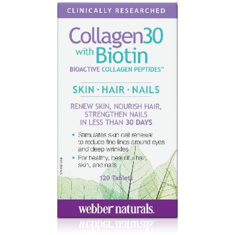 Webber Naturals Collagen30 with Biotin Bioactive Collagen Peptides - 120 tablets