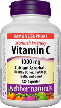 Webber Naturals Immune Support Stomach Friendly Vitamin C 1000 mg Calcium Ascorbate - 120 capsules