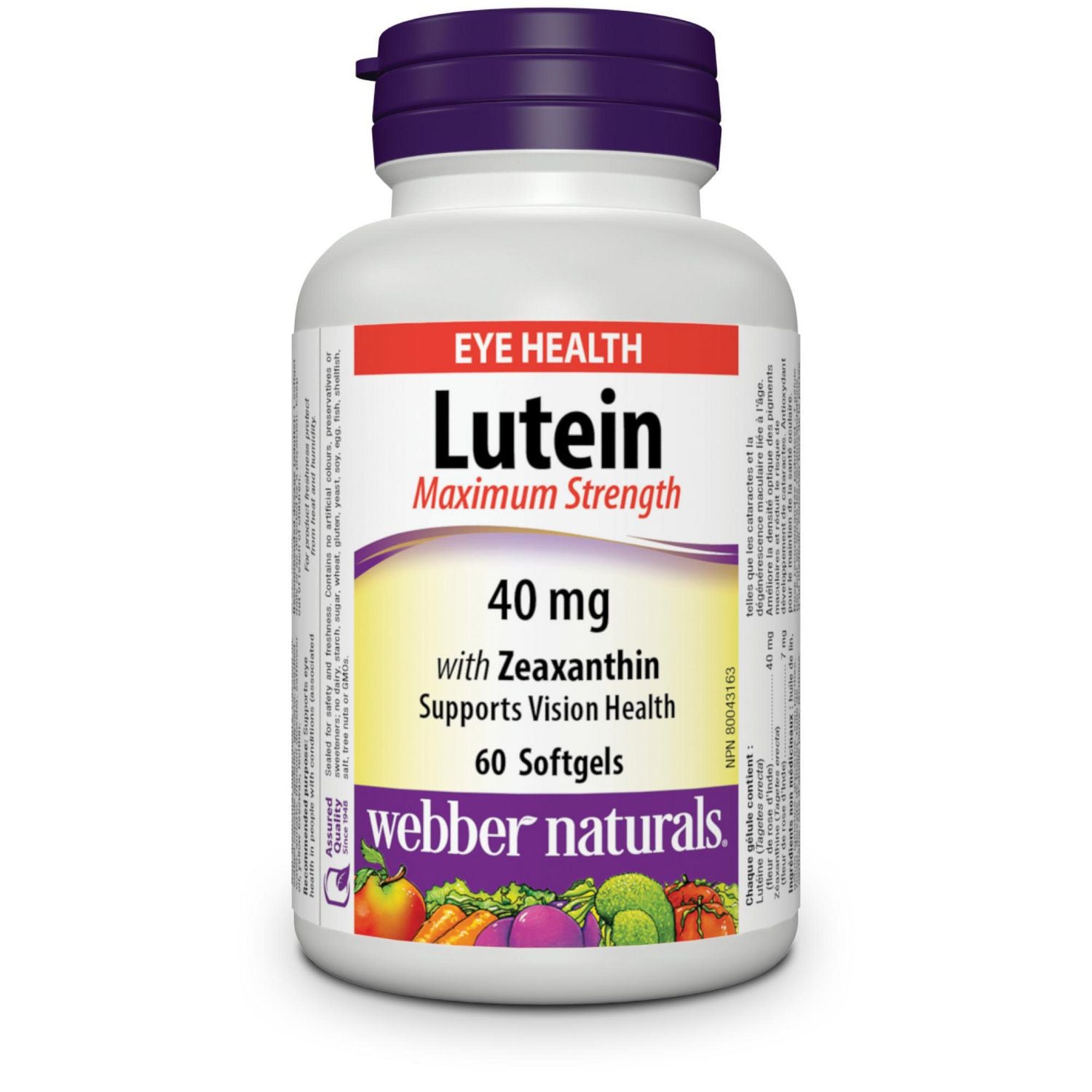 Webber Naturals Lutein Maximum Strength 40 mg with Zeaxanthin - 60 softgels