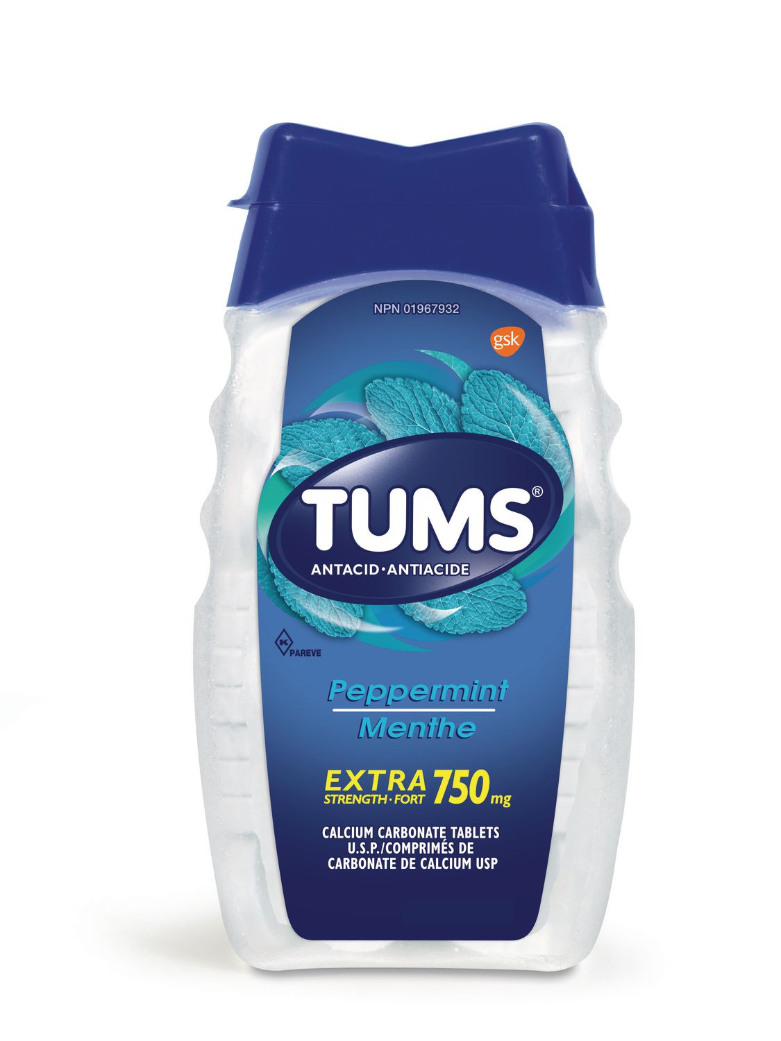 Tums Extra Strength Antacid, Peppermint - 750 mg x 100 tablets