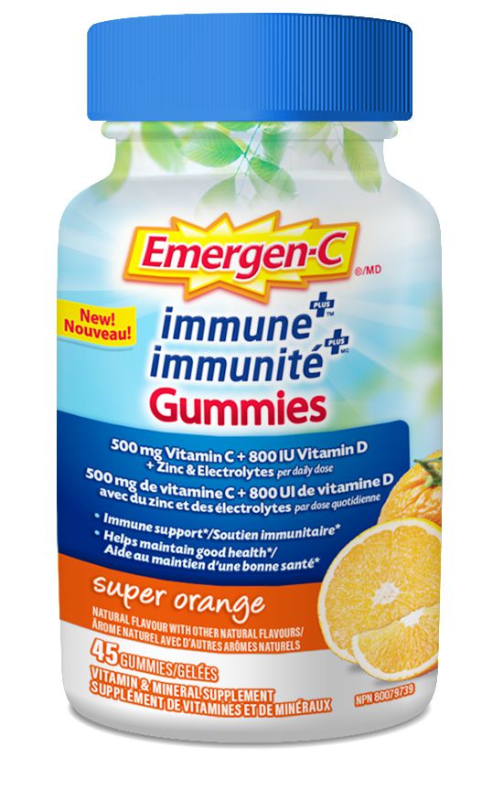 Emergen-C Immune+ Gummies 500 mg Vitamin C + 800 IU Vitamin D - 45 gummies