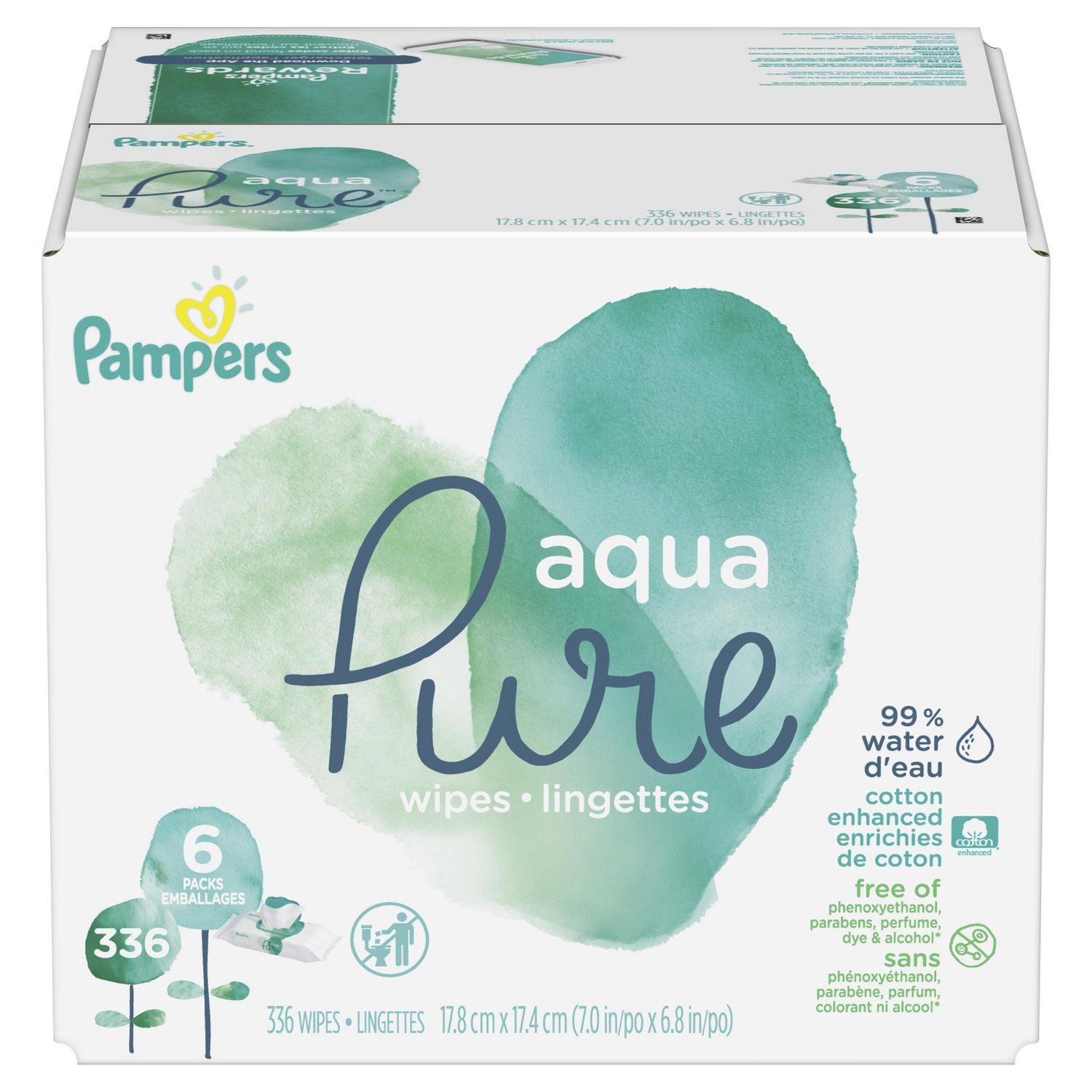 Pampers Aqua Pure Sensitive Baby Wipes - 6 packs (336 wipes total)