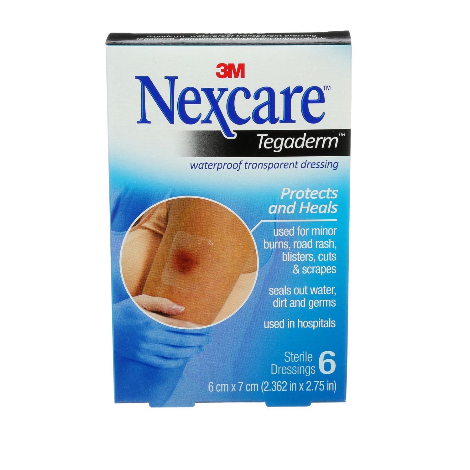 3M Nexcare Tegaderm Waterproof Transparent Dressing (6cm x 7 cm) - 6 sterile dressings