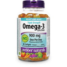 Load image into Gallery viewer, Webber Naturals Triple Strength Omega-3 EPA/DHA 900 mg - 80 softgels
