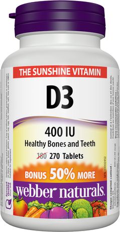 Webber Naturals Vitamin D3 400 IU - 270 tablets