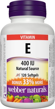 Webber Naturals Vitamin E 400 IU Natural Source  - 120 softgels