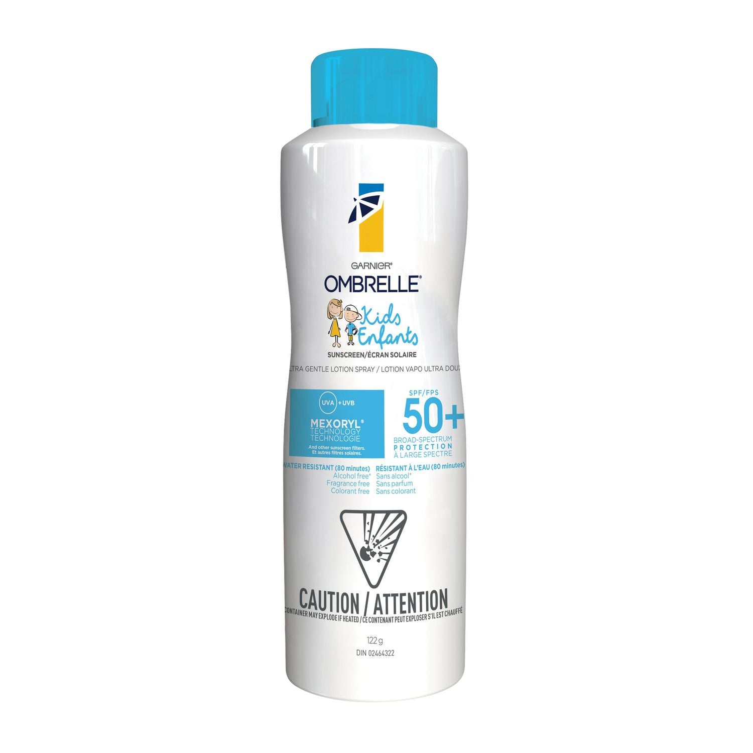 Garnier Ombrelle Kids Sunscreen, Ultra Gentle Lotion Spray, SPF 50+, Water Resistant - 122 g 