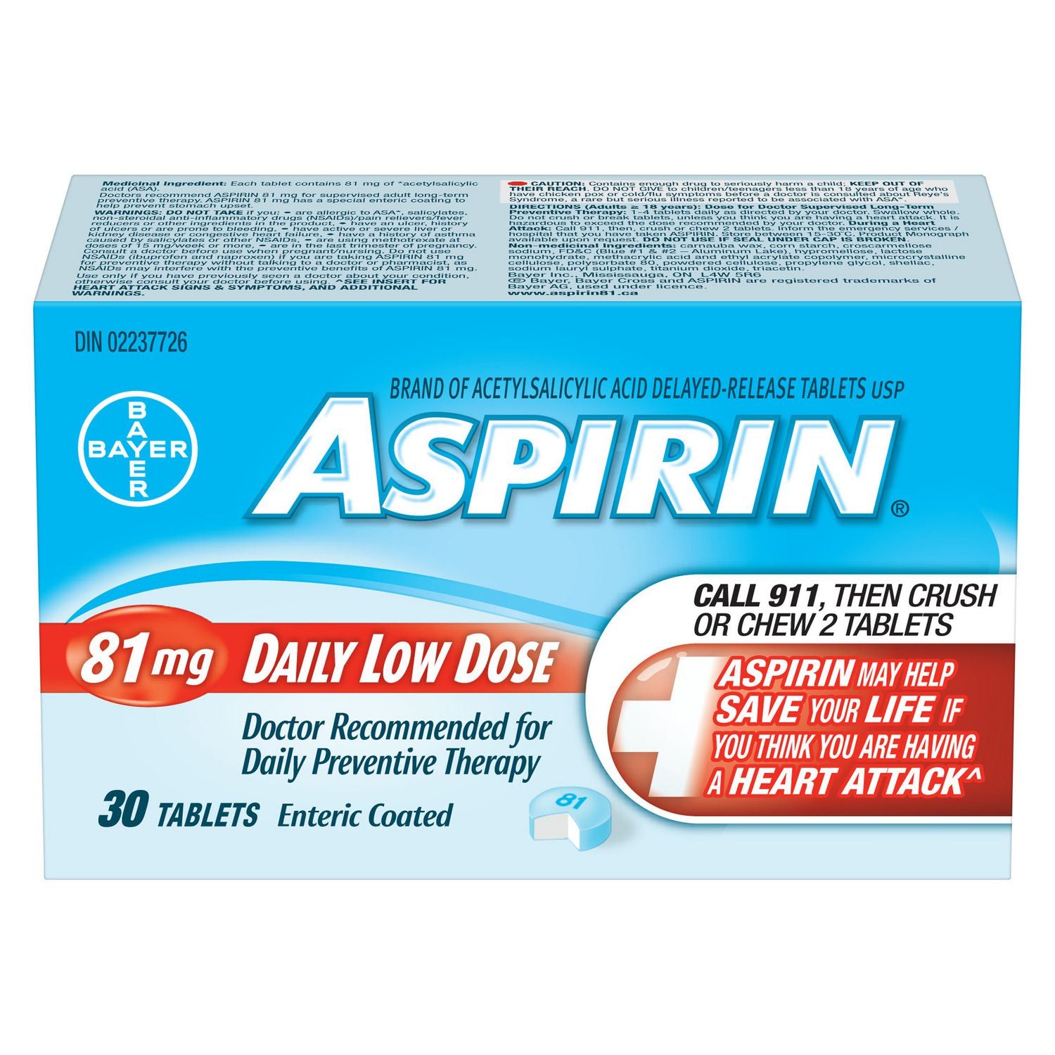 Aspirin Daily Low-Dose 81 mg tablets - 30 tablets