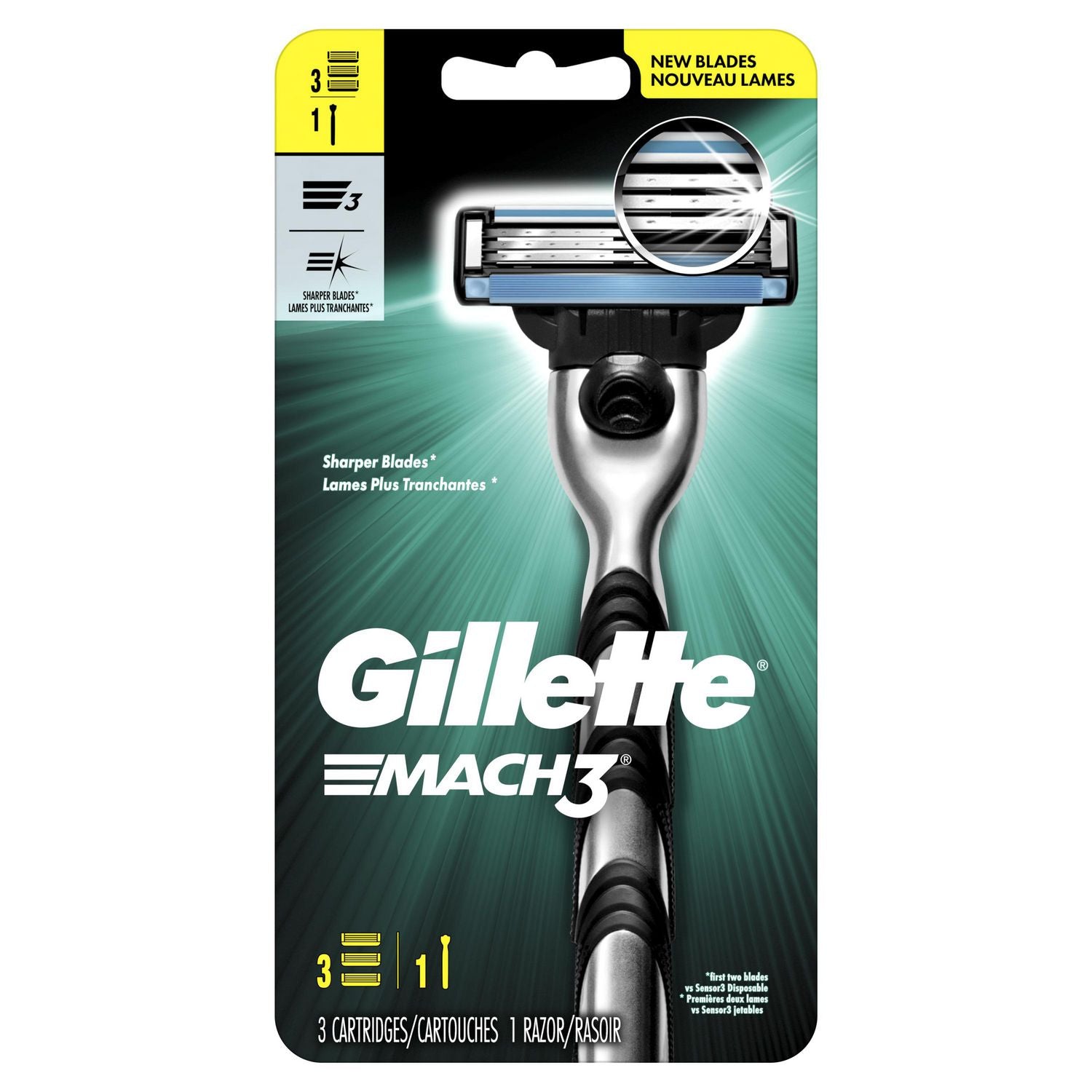 Gillette Mach3 Men's 3-Blade Razor - 1 razor, 3 cartridges