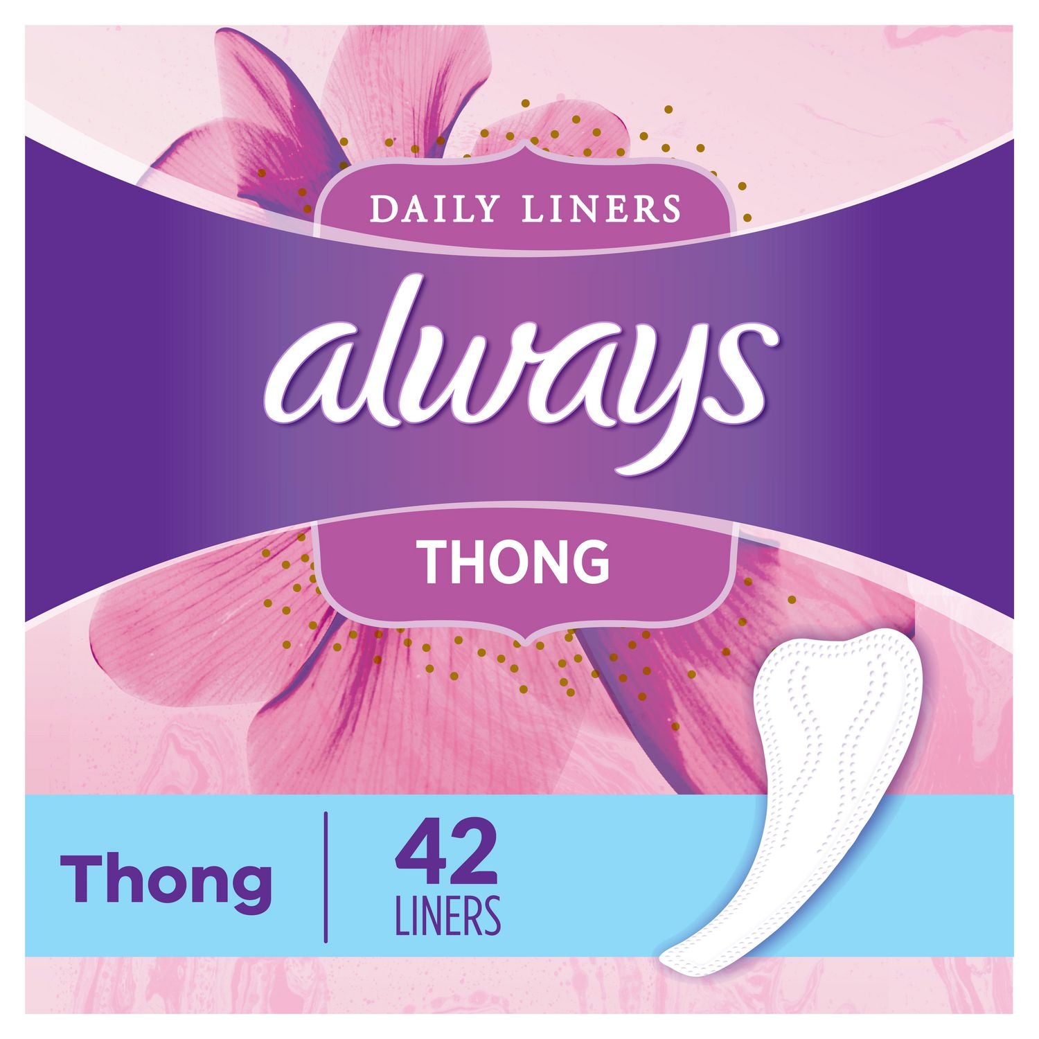 Always Daily Liners, Thong Liners, Unscented - 42 liners