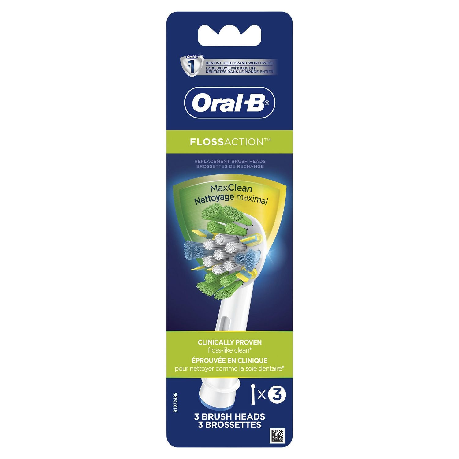 Oral-B FlossAction Electric Toothbrush Replacement Brush Head Refills - 3 units