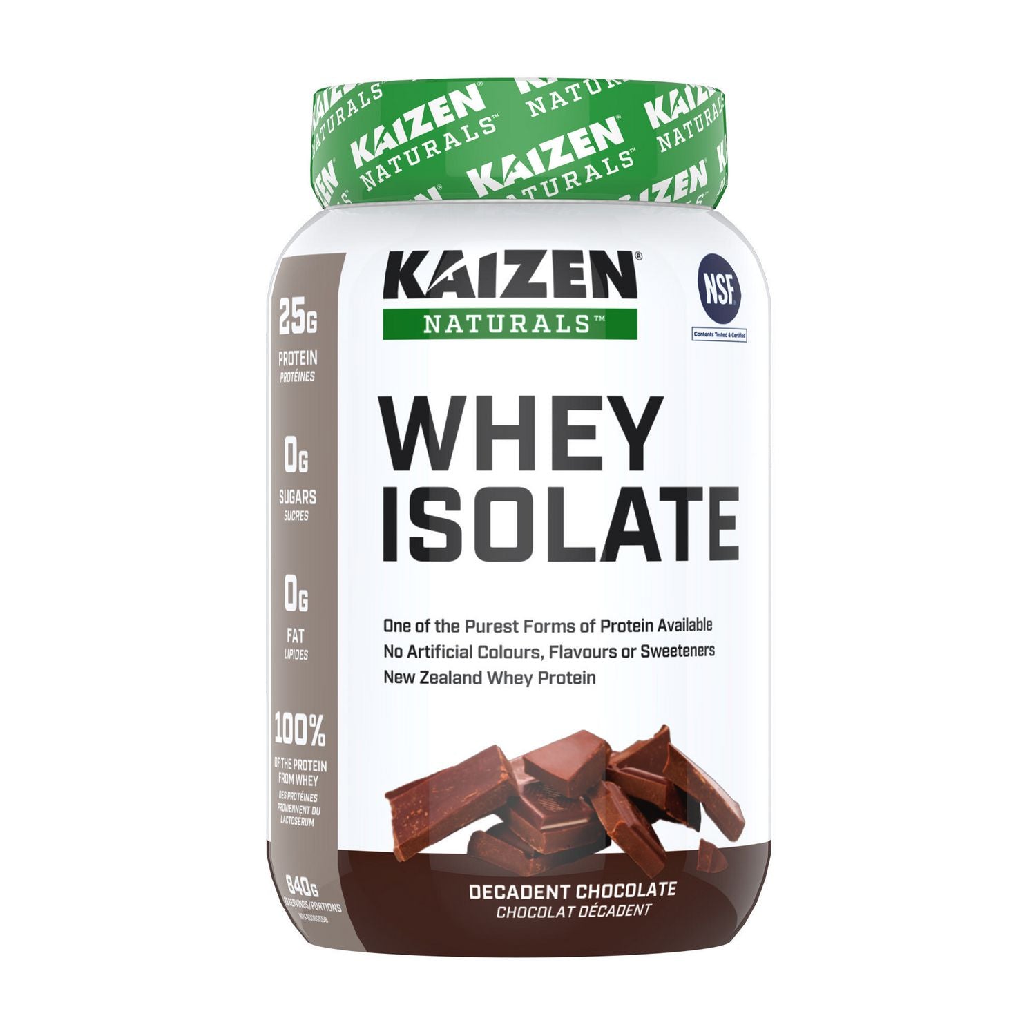 Kaizen Naturals Whey Isolate, Decadent Chocolate - 840 g