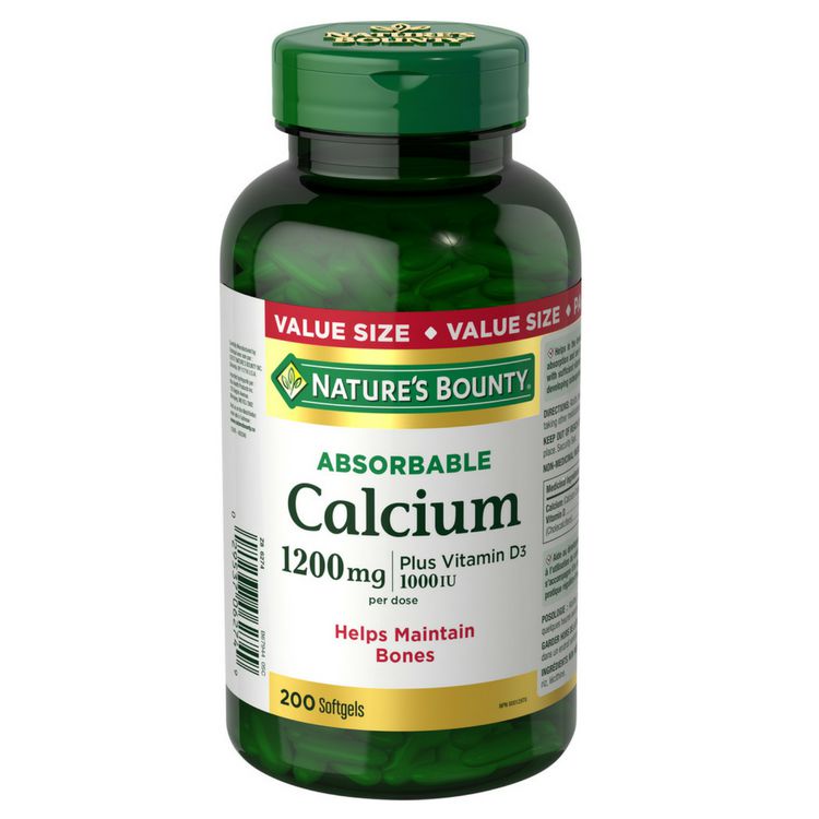 Nature's Bounty Absorbable Calcium plus Vitamin D3 Value Size - 200 softgels