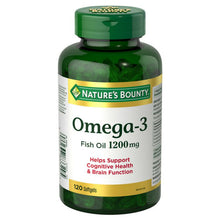 Load image into Gallery viewer, Nature&#39;s Bounty Omega-3 Fish Oil 1200mg - 120 softgels
