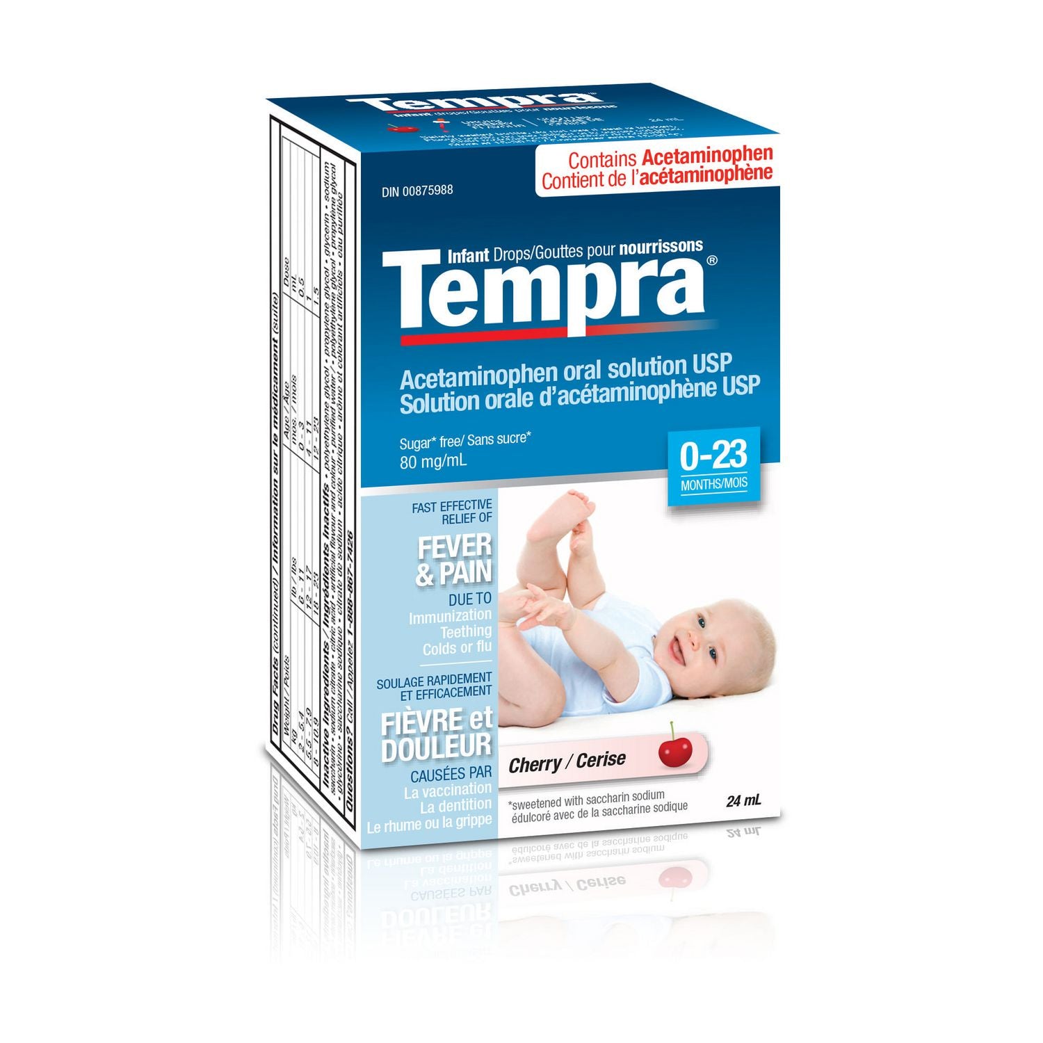 Tempra Infant Drops (0-23 months), Cherry Flavour - 24ml