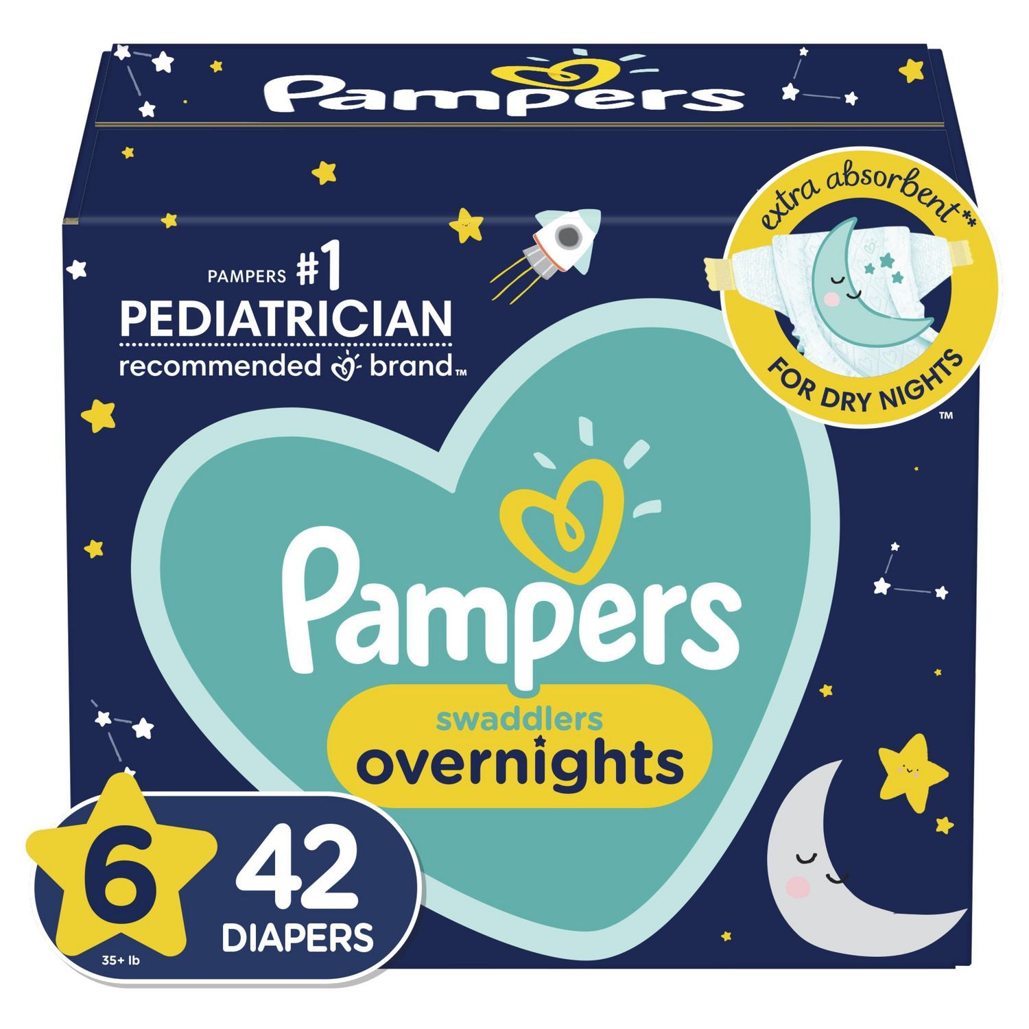 Pampers Swaddlers Overnights, Size 6 - 42 diapers