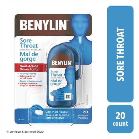 Benylin Sore Throat Lozenges, Cool Mint Flavour - 20 lozenges