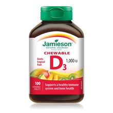 Load image into Gallery viewer, Jamieson Chewable Vitamin D3, 1000 IU, Exotic Tropical Fruit - 100 tablets
