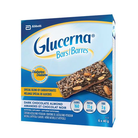 Glucerna Bars for Diabetes, Dark Chocolate Almond - 6 x 40 g