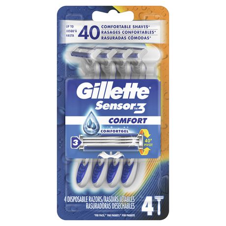 Gillette Sensor3 Comfort with Comfort Gel Disposable Razors - 4 razors