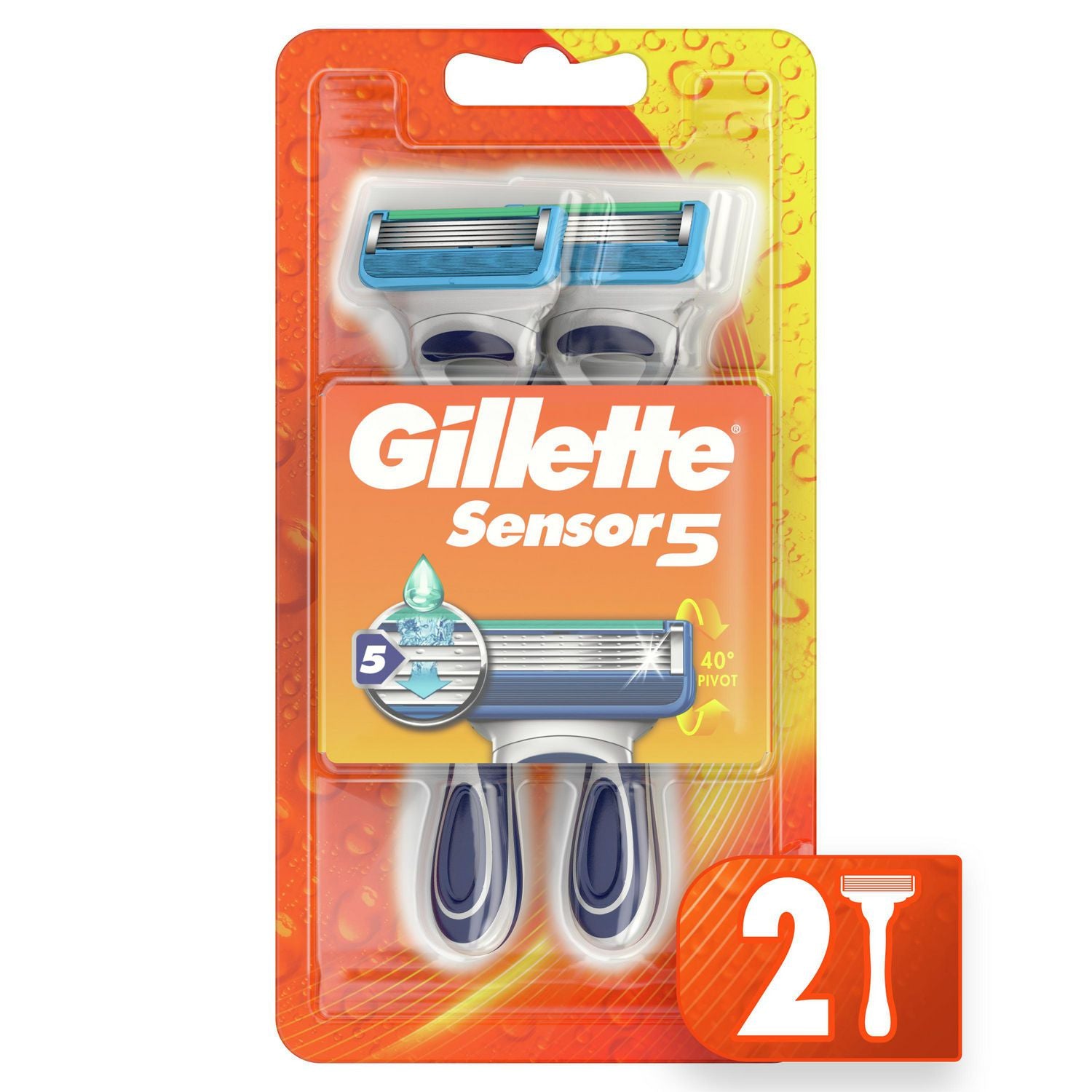 Gillette Sensor5 Men's 5-Blade Disposable Razors - 2 razors