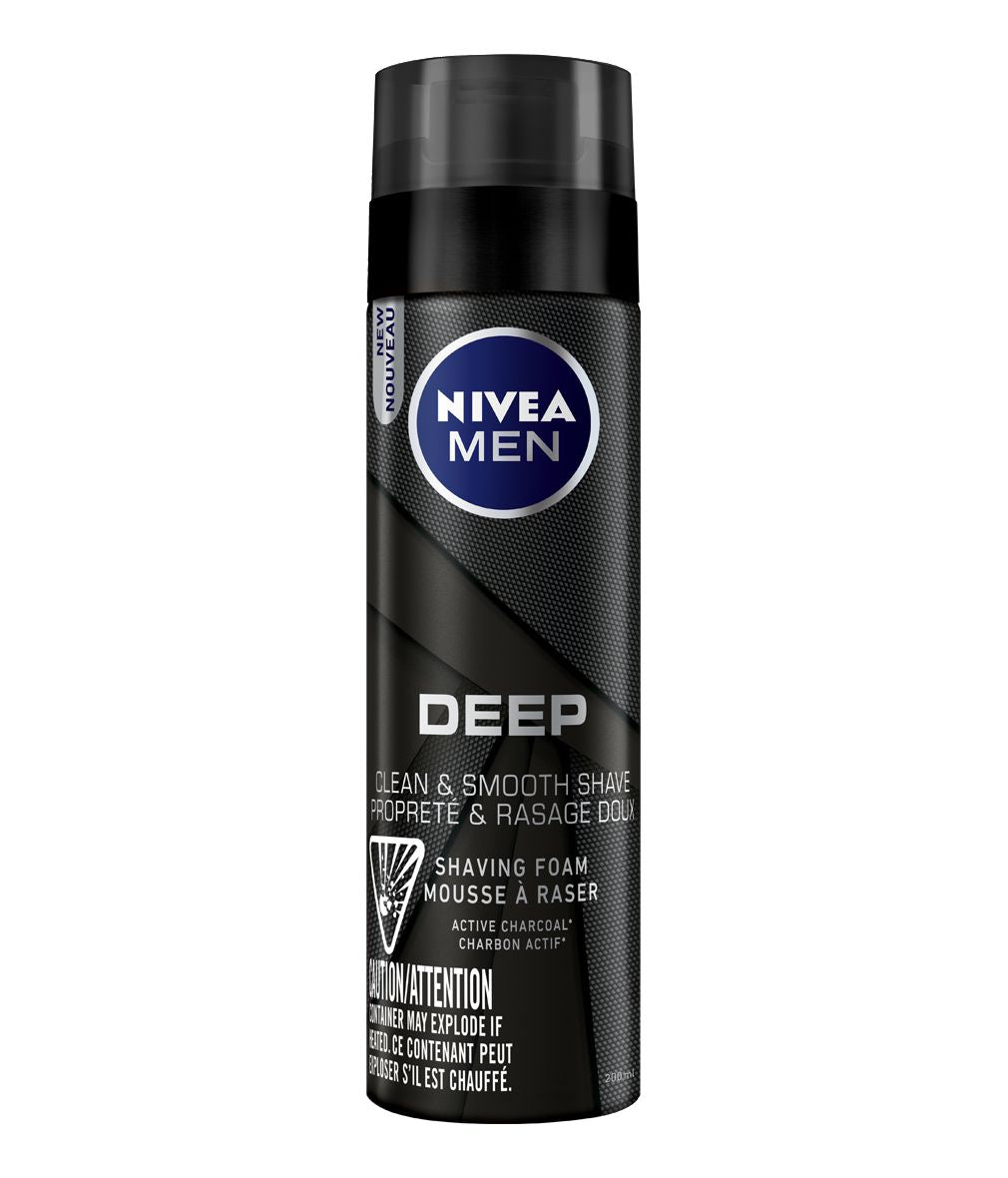 Nivea Men Deep, Clean & Close Shaving Foam with Active Charcoal - 200 ml