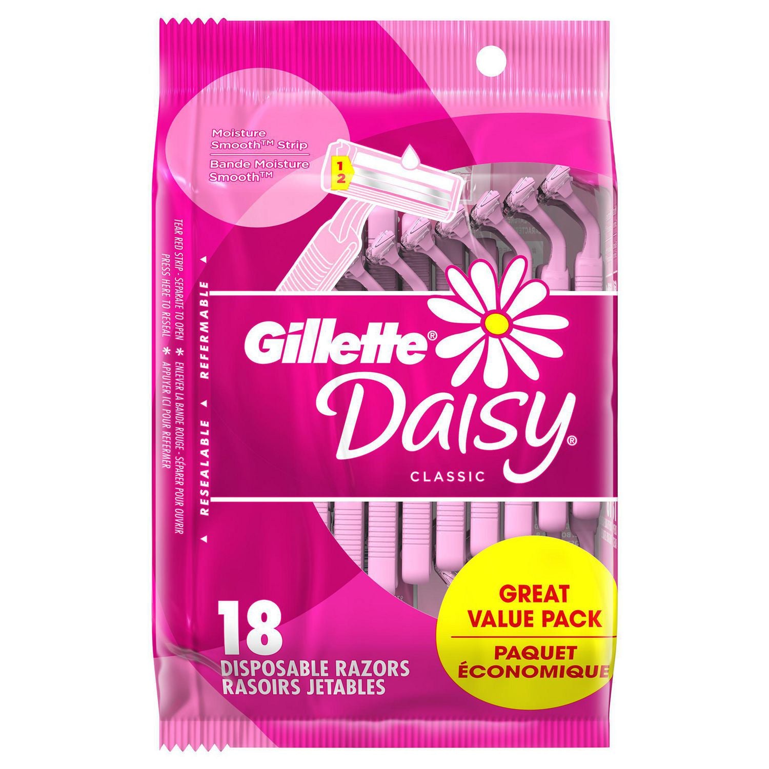 Gillette Daisy Classic Disposable Women's Double Blade Razors - 18 razors