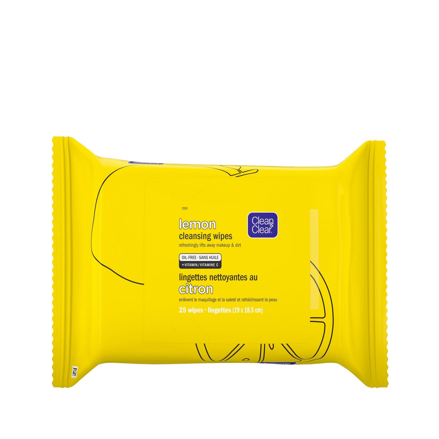 Clean & Clear Lemon Cleansing Face and Makeup Wipes with Vitamin C - 25 wipes