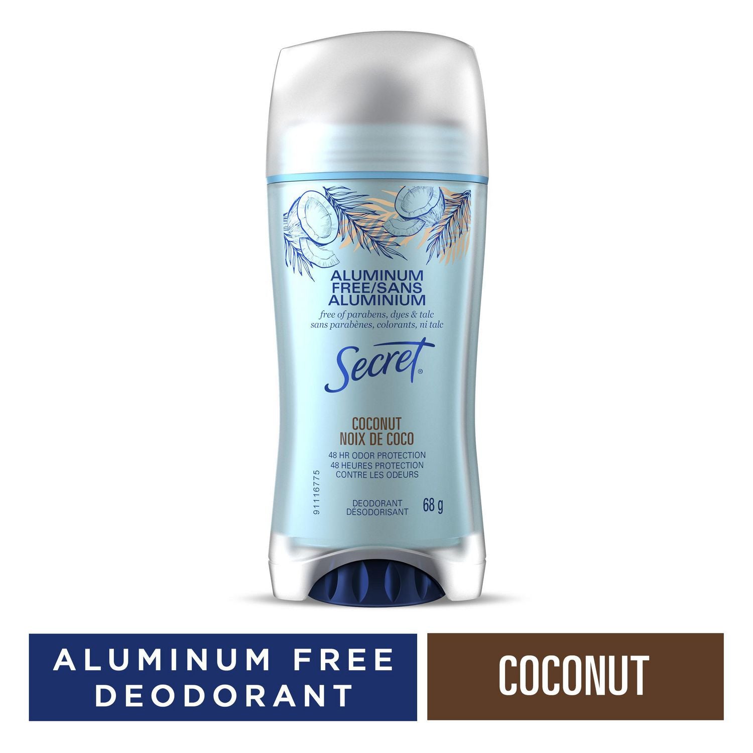 Secret Aluminum Free Deodorant, Coconut - 68 g