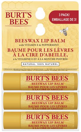 Burt's Bees Beeswax Lip Balm with Vitamin E & Peppermint - 3 sticks