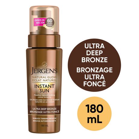 Jergens Natural Glow Instant Sun Sunless Tanning Mousse, Ultra Deep Bronze - 180 ml