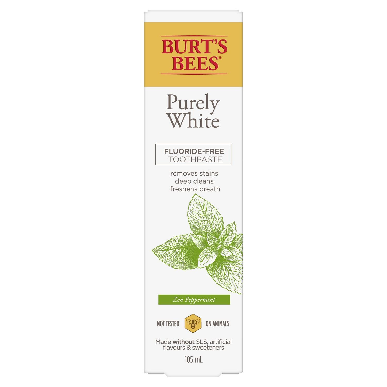 Burt's Bees Toothpaste, Fluoride Free, Purely White, Zen Peppermint - 105 mL