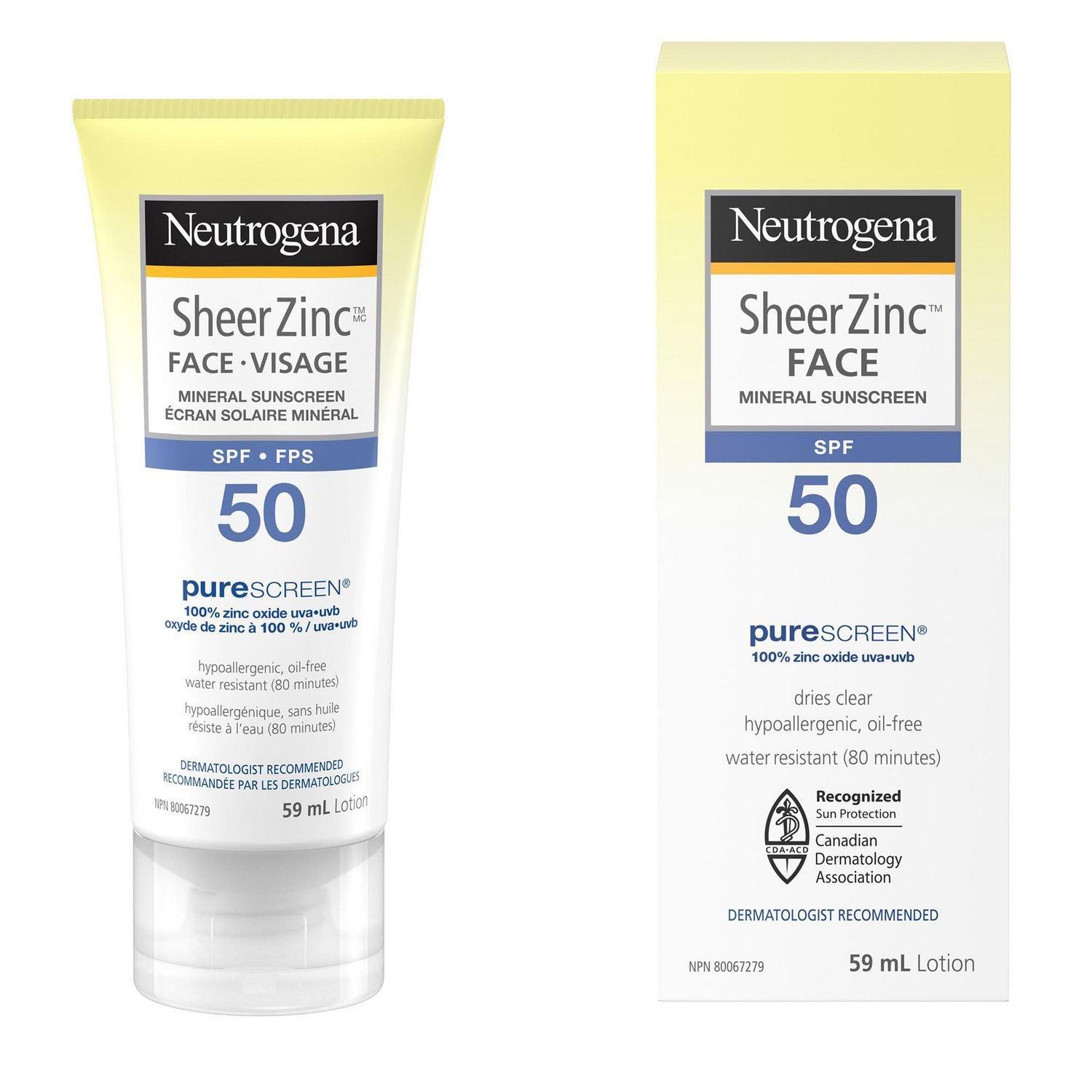 Neutrogena SheerZinc Face Mineral Sunscreen Lotion, Purescreen, SPF 50 - 59mL