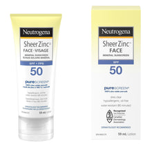 Load image into Gallery viewer, Neutrogena SheerZinc Face Mineral Sunscreen Lotion, Purescreen, SPF 50 - 59mL
