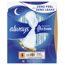 Load image into Gallery viewer, Always Infinity with FlexFoam Size 4 Overnight Pads with Wings, Unscented - 38 pads
