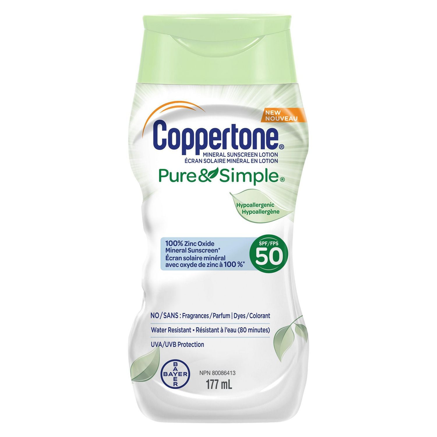 Coppertone Mineral Sunscreen Lotion Pure & Simple SPF 50 - 177 ml
