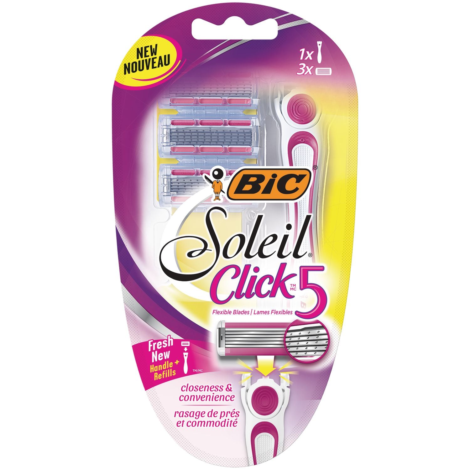 BIC Soleil Click5 Dispoable Razor, 5-Blade - 1 handle, 3 cartridges