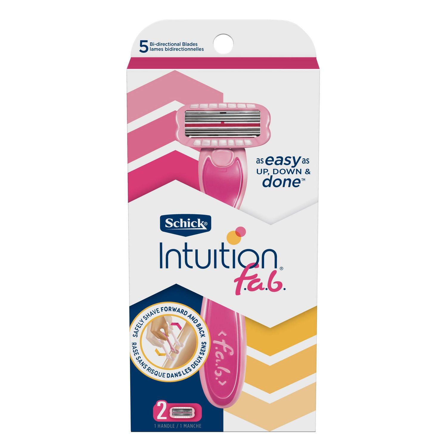 Schick Intuition F.A.B Bi-directional Razor and Refills -  1 handle, 2 razor refills