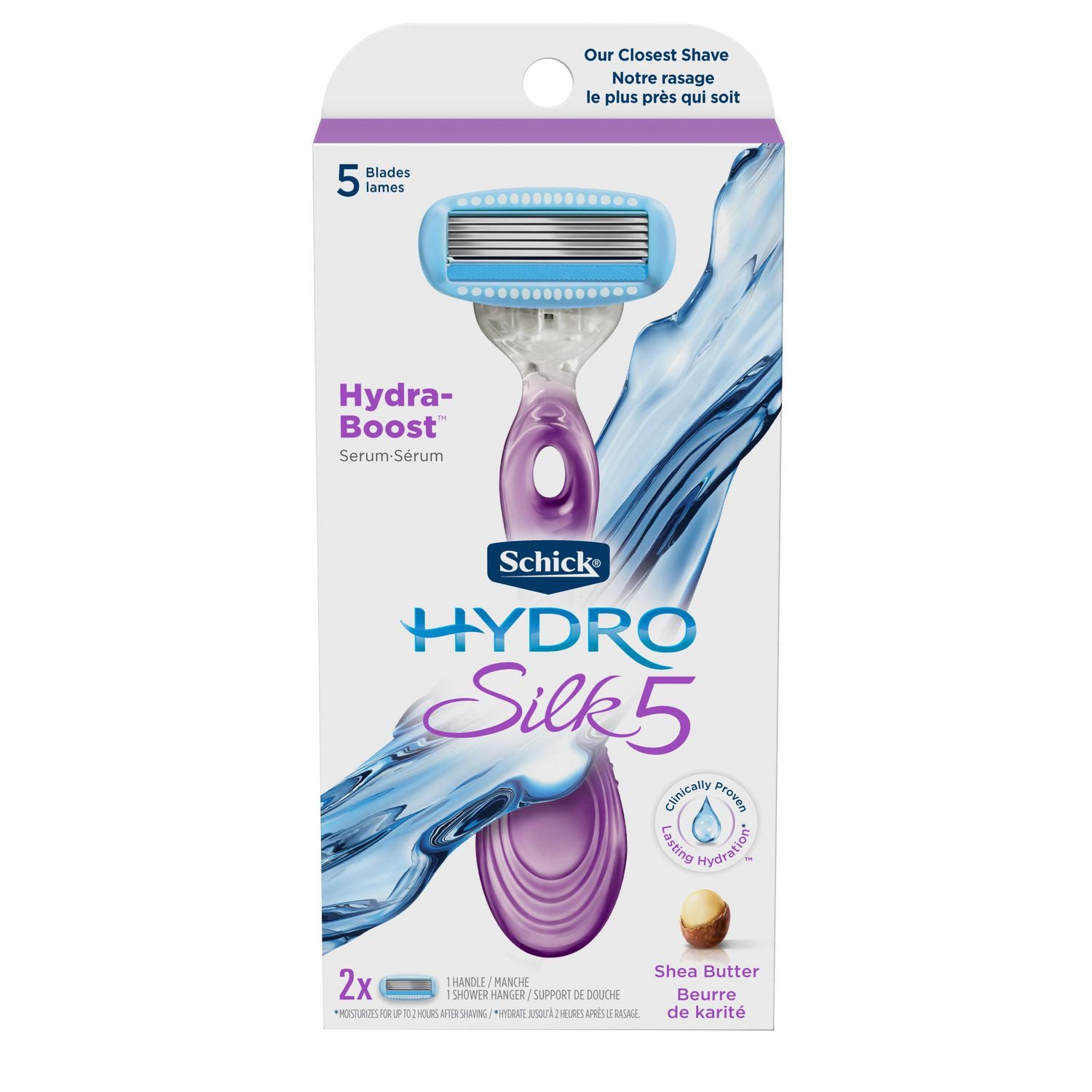 Schick Hydro Silk5 Sensitive Care, Women’s Razor with Shea Butter - 1 handle, 2 razor refills
