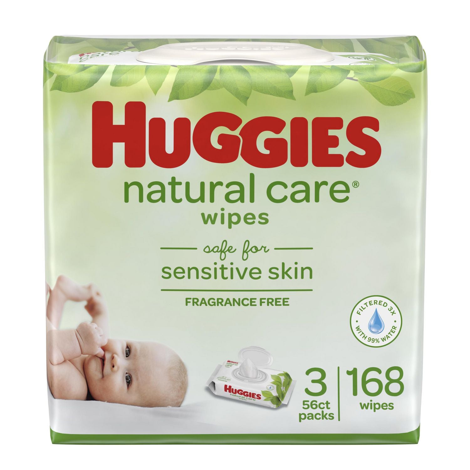 Huggies Natural Care Unscented Baby Wipes - 3 packs x 56 wipes