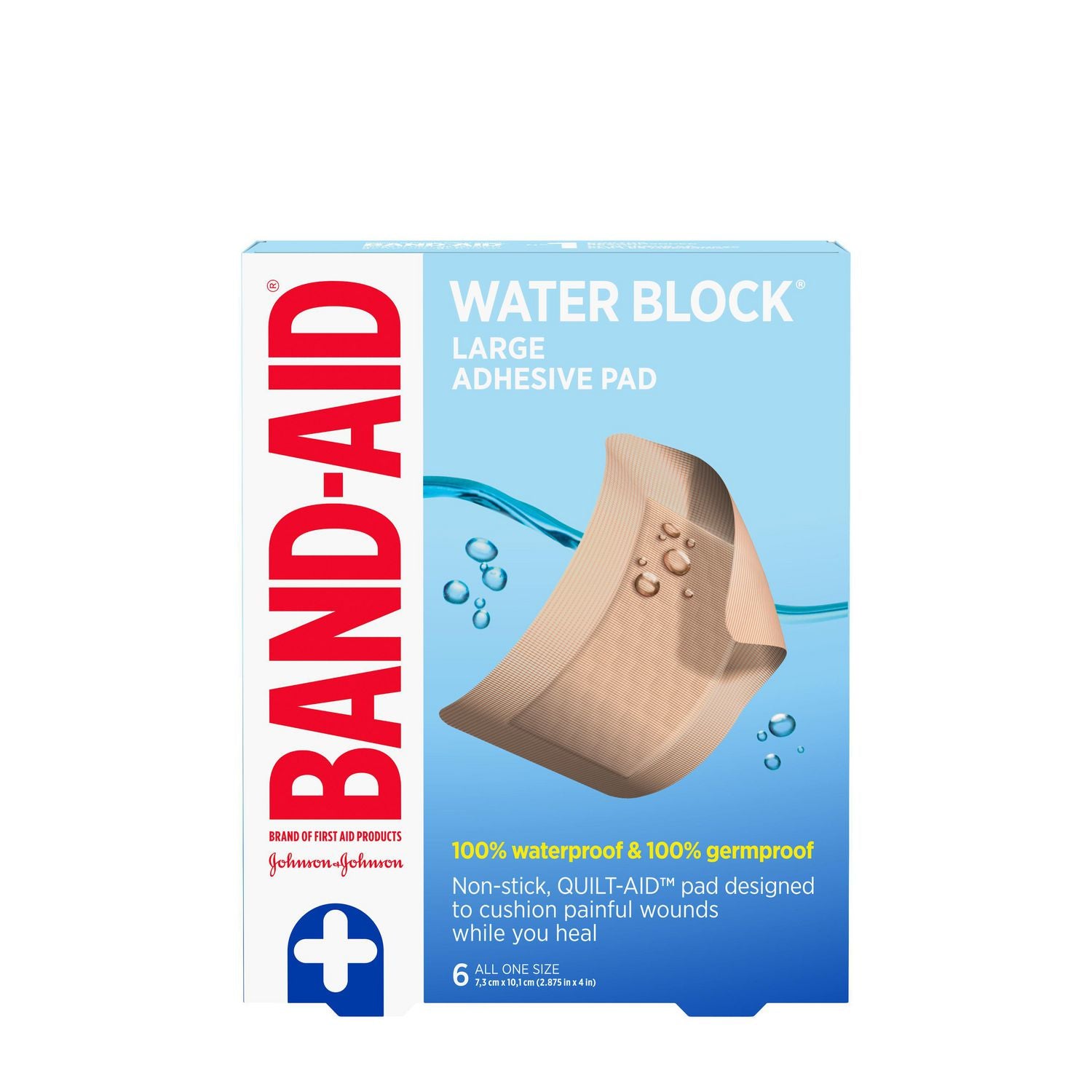 Band-Aid Water Block, Adhesive Pad, Large - 6 pads