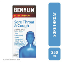 Load image into Gallery viewer, Benylin Extra Strength Sore Throat &amp; Cough Syrup - 250 ml
