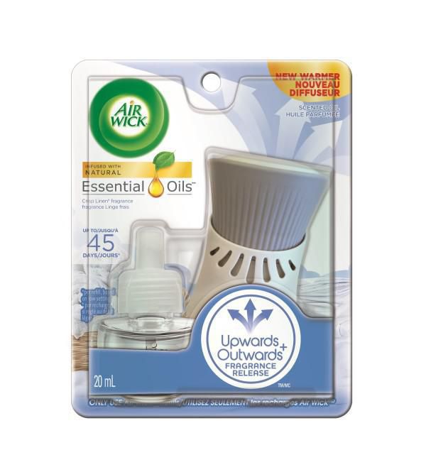 Air Wick Plug-in Air Freshener Kit, Infused with Natural Essential Oils, Crisp Linen - 1 plug-in + 1 refill