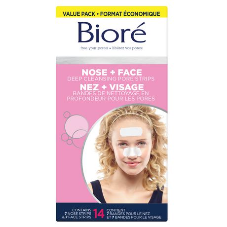 Biore Deep Cleansing Pore Strips Combo - 7 nose strips & 7 face strips
