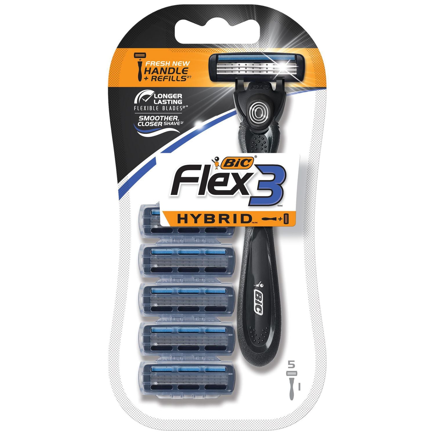 BIC Flex3 Hybrid Razor - 1 razor, 5 razor refills