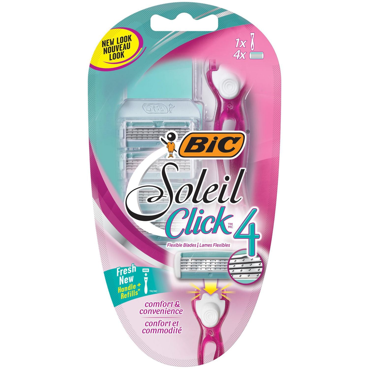 BIC Soleil Click4 Dispoable Razor, 4-Blade - 1 handle, 4 cartridges