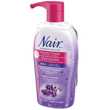 Load image into Gallery viewer, Nair Max Hair Remover, Shower Power for Coarse Hair on Legs &amp; Body, Moisturizing Formula with Soothing Lavender and Vitamin E - 312 g
