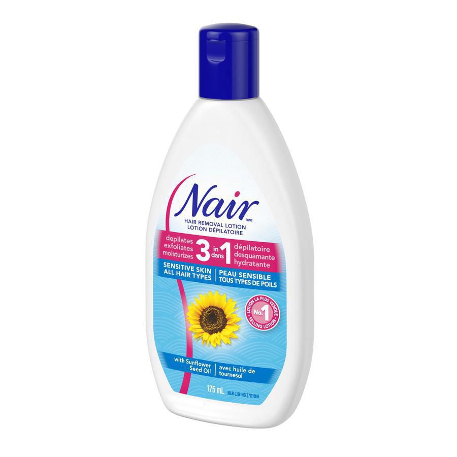 Nair 3-In-1 Hair Removal Lotion with Sunflower Seed Oil and Green Tea Extract for Sensitive Skin - 175 ml